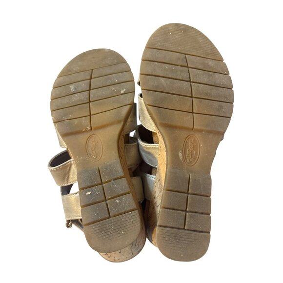 Eurosofft Gold Metallic Wedge Sandals With Cork Heel & Adjustable Strap - Picture 6 of 7